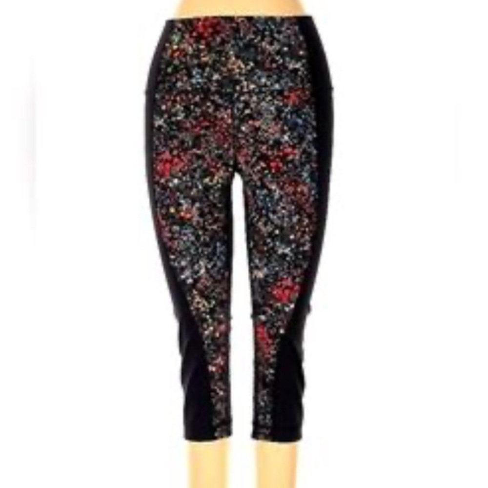 Lululemon Wunder Under Luxteme Black Flowerscent High Rise Crop Leggings - Picture 3 of 6